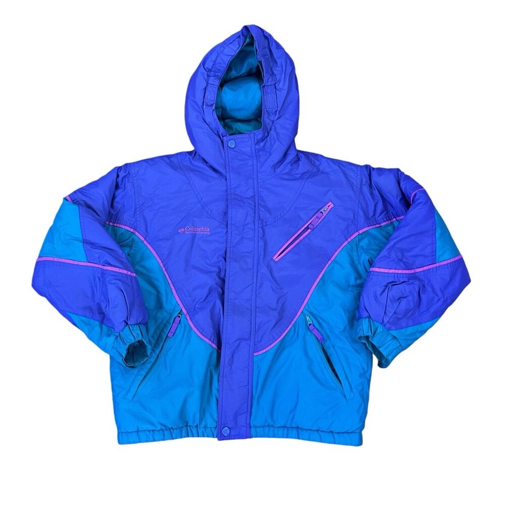 Vintage Columbia Jacket Teal/ Purple/ Pink Girls 14-16 Women XS/S EUC